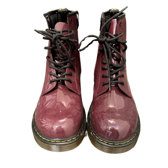 Dr Martens Women’s Boots Burgundy Purple‎ Lace-Up Patent Leather - Picture 4 of 11